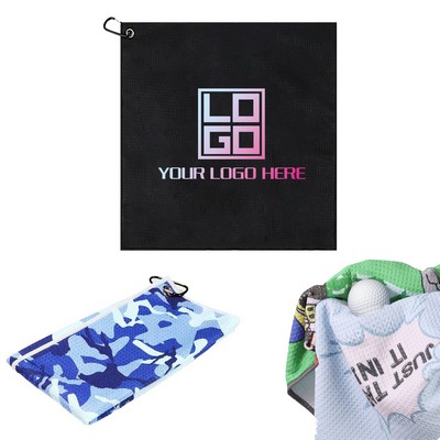Custom Sublimated Waffle Microfiber Golf Towel w/ Grommet