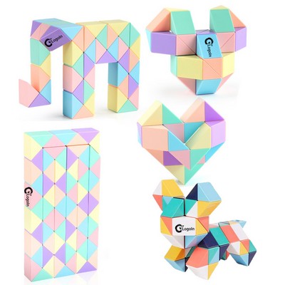 72 Blocks Macaron Party Favors Magic Snake Ruler Fidget Toy