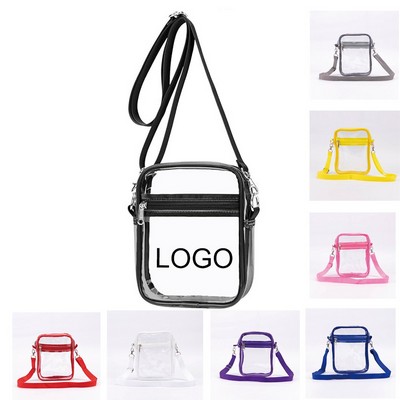 Custom Stadium Approved Clear PVC Shoulder Crossbody Bag w/Adjustable Strap