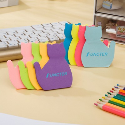 50 Sheets 2.16 x 2.75" Adhesive Cat Shape Sticky Notes Memo Pad