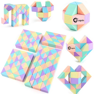 24-96 Blocks Magic Snake Fidget Toys for Kids Macaron Twist Puzzle