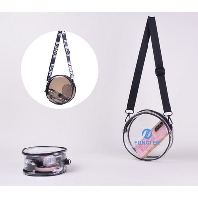 PVC Transparent Shoulder Bag Clear Bag Crossbody Bag W/Strap Stadium Approved Bag(Size M)