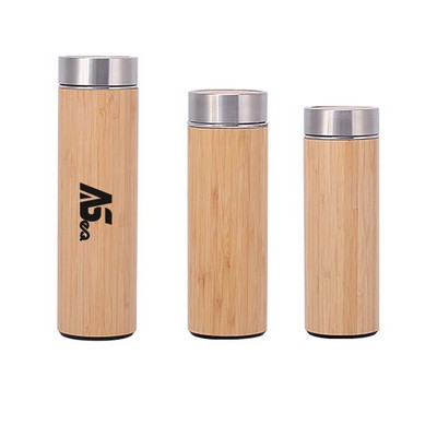 12Oz Bamboo Bottle With Tea Strainer
