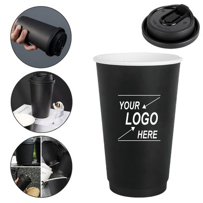 16oz Black Double Wall Insulated Hot Coffee Paper Cup