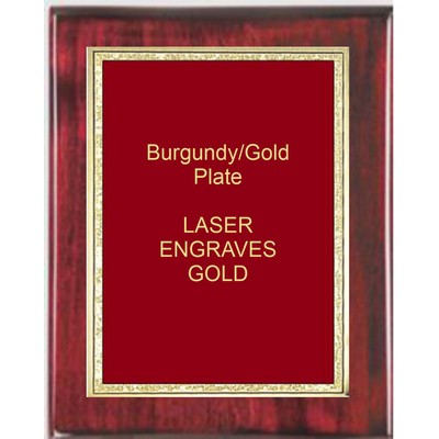 Rosewood 7" x 9" Piano Finish Plaque - 5" x 7" Red/Gold Florentine Plate