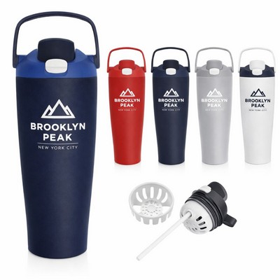 40oz Insulated Stainless Steel Travel Mug with Handle & Straw