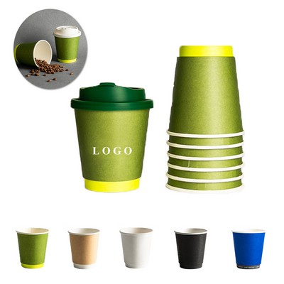 12 Oz. Paper Coffee Cup w/Flat Lid