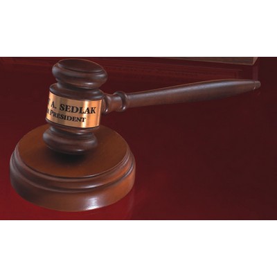 10.25" Solid Walnut Gavel with 4"D Sounding Block