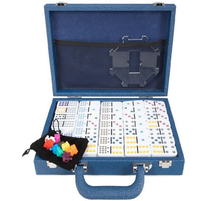 Train Domino Set in Leather Case