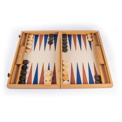 Luxury Wood Backgammon Set with Leatherette Interior - 19" - Handcrafted in Greece