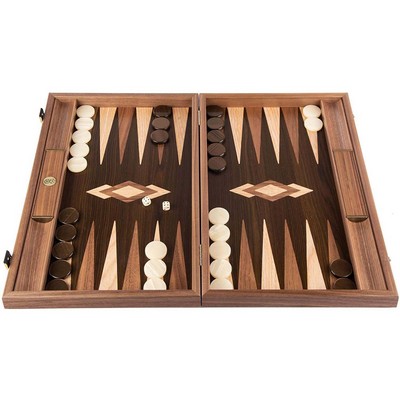 Luxury Walnut Tree-Trunk Backgammon Set - 19" - Handcrafted in Greece