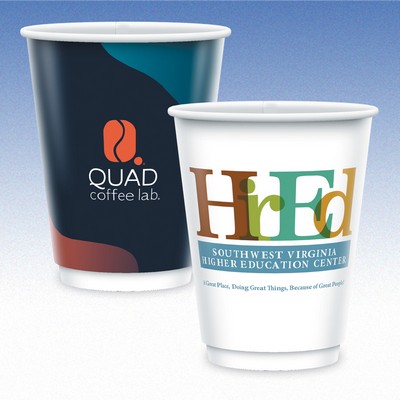 12 oz-Plastic-Free, Compostable, Recyclable Double Wall Paper Coffee Cups