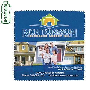 6"x 6" "Chamarel L" Recycled RPET Full Color Import Air Ship Microfiber Cloth & Screen