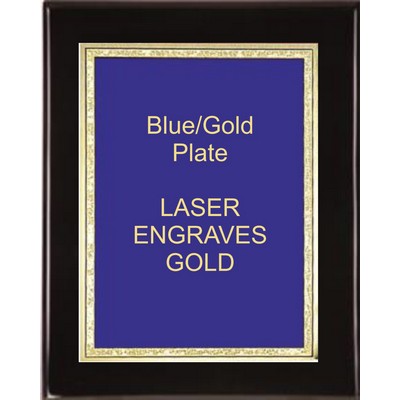 Black 9" x 12" Piano Finish Plaque - 7" x 10" Blue/Gold Florentine Plate