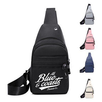 Waterproof Oxford Crossbody Sling Bag with Multiple Pockets