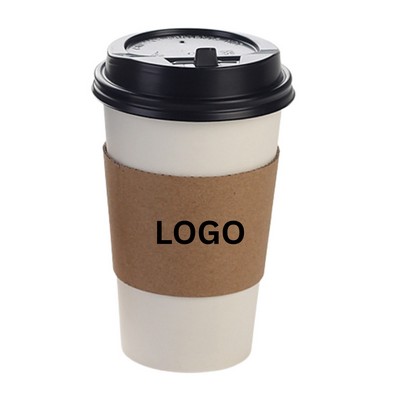 16 Oz. Paper Cup Kit With Kraft Sleeve And Black Lid
