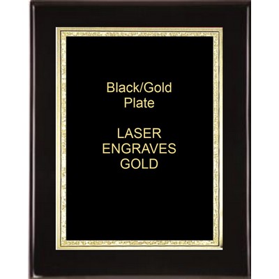 Black 8" x 10" Piano Finish Plaque - 6" x 8" Black/Gold Florentine Plate