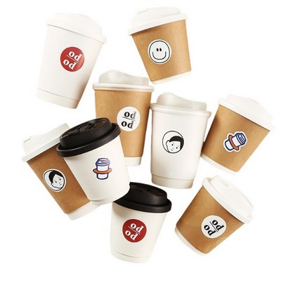 12oz Double Layer Paper Coffee Cup With Lid