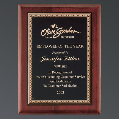 Rosewood Piano Finish Rectangle, Textured Black Brass, Ornate Gold Florentine, X-Large (10-1/2"x13")