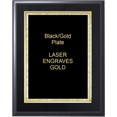 Black Matte Plaque 9" x 12" - Black/Gold 7" x 10" Florentine Plate