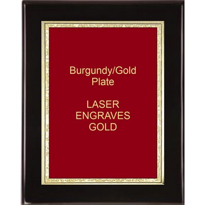 Black 7" x 9" Piano Finish Plaque - 5" x 7" Red/Gold Florentine Plate