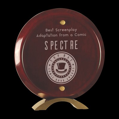 Round Rosewood Piano Finish Floating Jade Glass Standup (10")