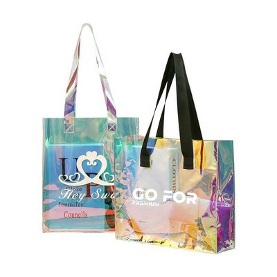 Custom Waterproof PVC Holographic Clear Beach Tote Bag