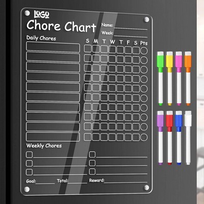 Clear Acrylic Magnetic Dry Erase Memo Board w/ Markers