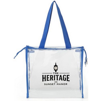 Clear PVC Transparent Zipper Tote Bag-12" x 12" x 6"